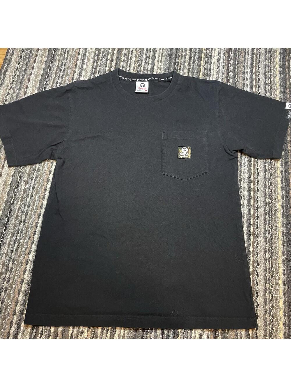 Aape By A Bathing Ape Shirt Mens Small Black Pocket Logo T-Shirt Tee Streetwear